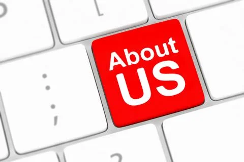 Concepts of 'about us', message on keyboard enter key. Stock Illustration