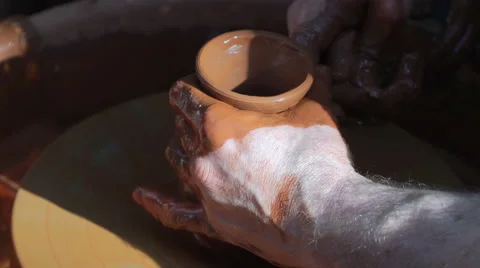 Concepts and ideas. Master and apprentice. Hands of potter and apprentice. Stock Footage 69011493