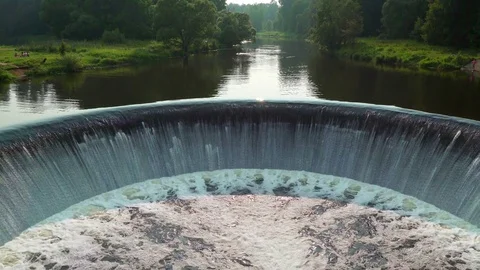 Concepts and Ideas Preservation of Clean Water Environment. Waterfall on River Stock Footage 70678466