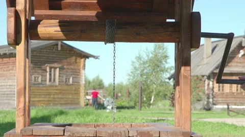 Concepts and ideas Preservation of environment. Greenpeace. Well. Draws up water Stock Footage 69012266