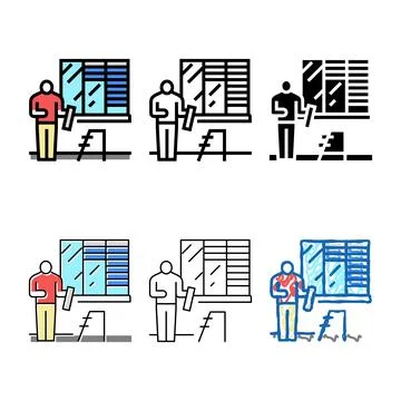 Concepts blinds fitting color icon vector Stock Illustration