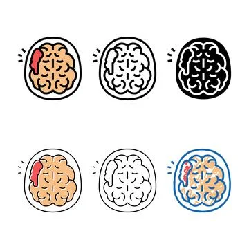 Concepts brain stroke color icon vector Stock Illustration