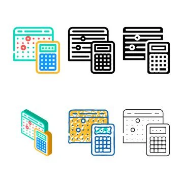 Concepts calculation of cost and terms color icon vector Stock Illustration