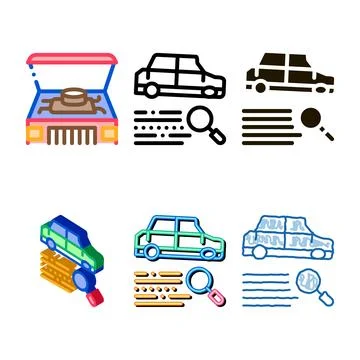 Concepts car research icon vector outline Stock Illustration