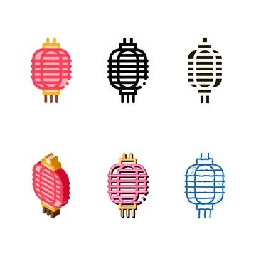 Concepts chinese lantern icon vector outline Stock Illustration