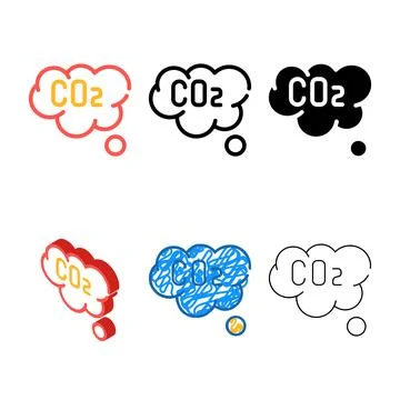 Concepts co2 cloud color icon vector symbol Stock Illustration