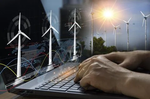 Concepts, control and use of clean energy, renewable energy Energy obtained.. Stock Photos
