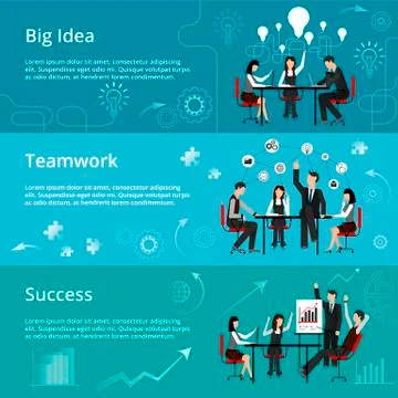 Concepts of creative big idea, teamwork process and success in business Stock Illustration