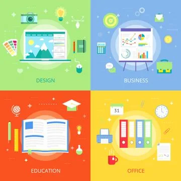 Concepts creative process graphic design, education development, office 스톡 일러스트