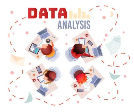 Concepts data analysis teamwork, meeting, financial management, planning Illustrazione stock