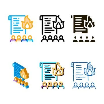Concepts desire to burn documents icon vector outline Stock Illustration