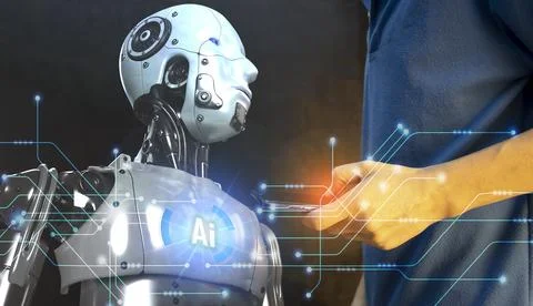 Concepts, development of artificial intelligence and self-learning of artif.. Stock Photos