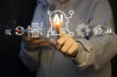 Concepts, development of artificial intelligence and self-learning of artif.. Stock Photos