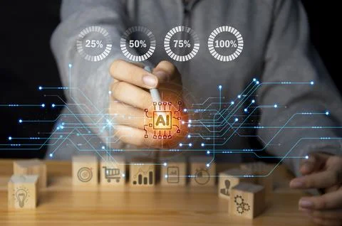 Concepts, development of artificial intelligence and self-learning of artif.. Foto stock