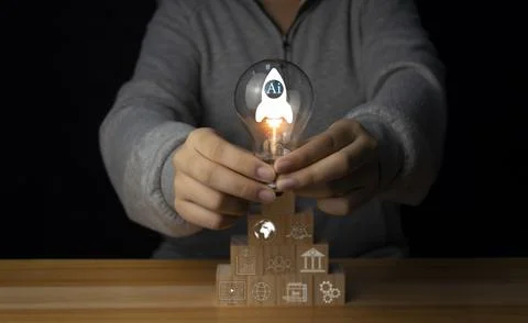 Concepts, development of artificial intelligence and self-learning of artif.. Stock Photos