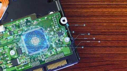 Concepts, development of artificial intelligence and self-learning of artif.. Foto stock