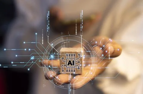 Concepts, development of artificial intelligence and self-learning of artif.. Foto stock