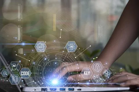 Concepts, development of artificial intelligence and self-learning of artif.. Stock Photos