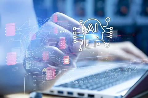 Concepts, development of artificial intelligence and self-learning of artif.. Stock Photos