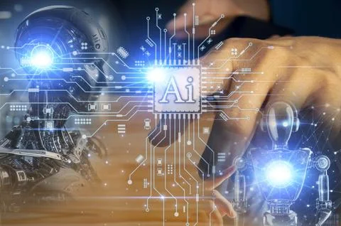 Concepts, development of artificial intelligence and self-learning of artif.. Stock Photos