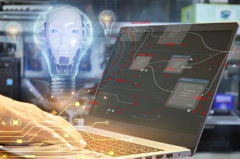 Concepts, development of artificial intelligence and self-learning of artif.. Stock Photos