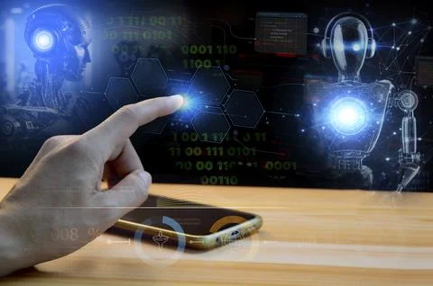 Concepts, development of artificial intelligence and self-learning of artif.. Stock Photos