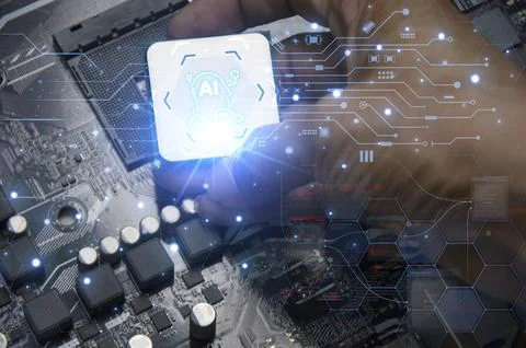 Concepts, development of artificial intelligence and self-learning of artif.. Stock Photos