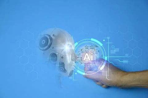 Concepts, development of artificial intelligence and self-learning of artif.. Foto stock