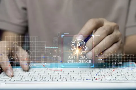 Concepts, development of artificial intelligence and self-learning of artif.. Foto stock