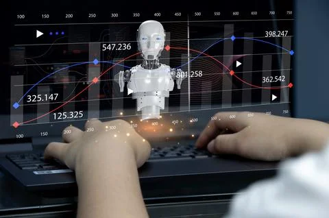 Concepts, development of artificial intelligence and self-learning of artif.. Foto stock