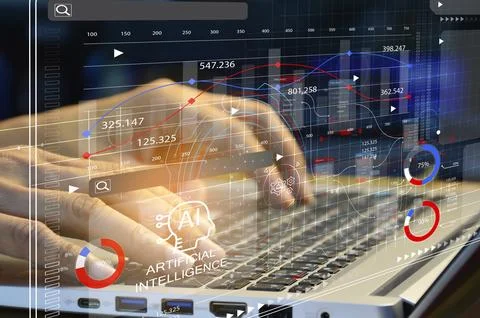 Concepts, development of artificial intelligence and self-learning of artif.. Foto stock