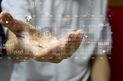 Concepts, development of artificial intelligence and self-learning of artif.. Stock Photos