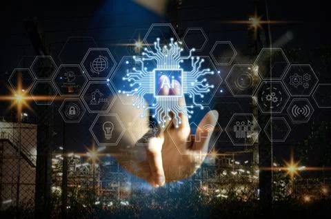 Concepts, development of artificial intelligence and self-learning of artif.. Foto stock