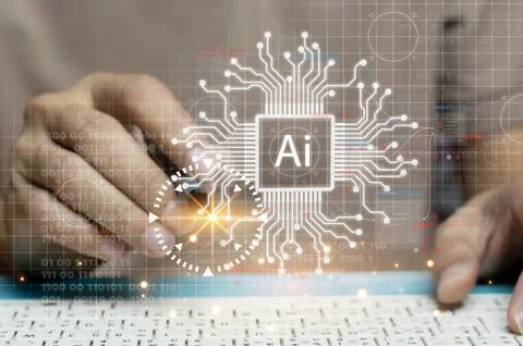 Concepts, development of artificial intelligence and self-learning of artif.. Foto stock