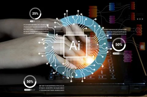 Concepts, development of artificial intelligence and self-learning of artif.. Stock Photos