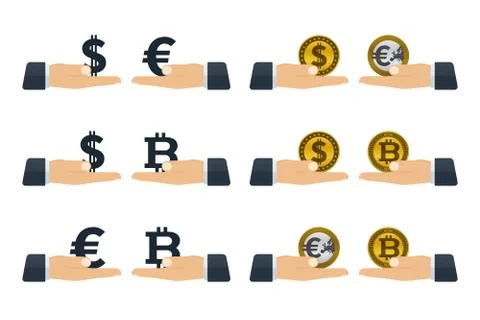 Concepts of exchanging currencies Stock Illustration
