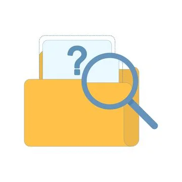 Concepts like file not found, empty folder with magnifying glass and flies. Stock Illustration