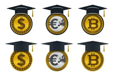 Concepts of graduation cap with coins Stock Illustration