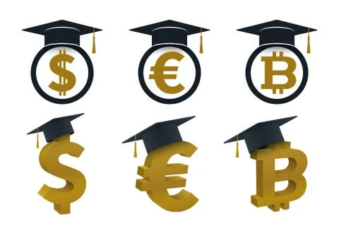 Concepts of graduation cap with currency Stock Illustration