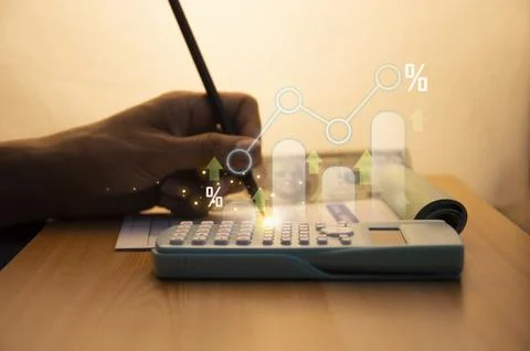 Concepts of interest rates and dividends, investment growth percentages and.. Stock Photos