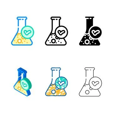 Concepts lab verified label product caution color icon vector Stock Illustration