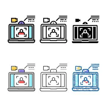 Concepts laptop video camera face id color icon vector Stock Illustration