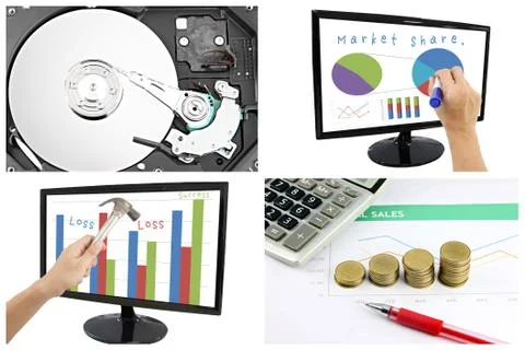 Concepts of profit and share data in the business. Stock Illustration