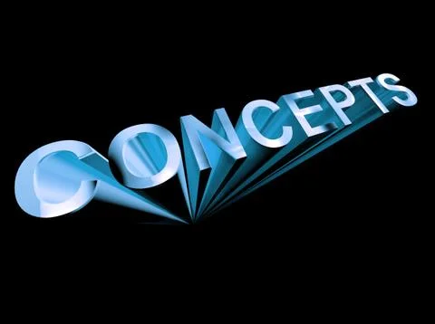 Concepts text in blue and 3d as symbol for design and creativity Stock Illustration