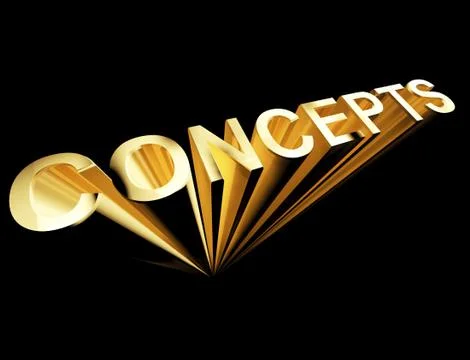 Concepts text in gold and 3d as symbol for design and creativity Stock Illustration