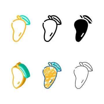 Concepts tropical fruit mango color icon vector Stock Illustration
