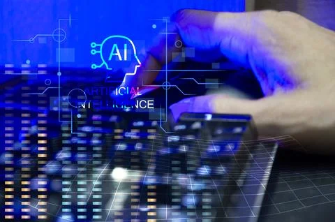 Concepts of using AI systems and system control, Industry 5.0 Stock Photos