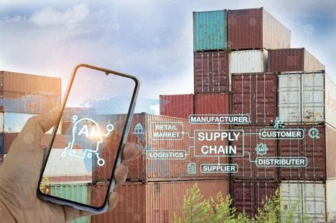 Concepts of using AI systems in freight transport technology Warehouse mana.. Stock Photos