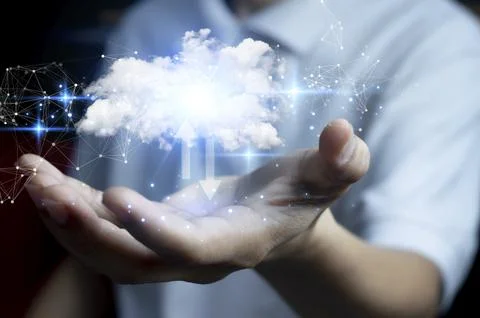 Concepts for using the cloud server system Stock Photos