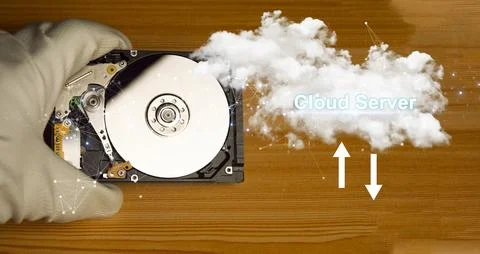 Concepts for using the cloud server system Foto stock